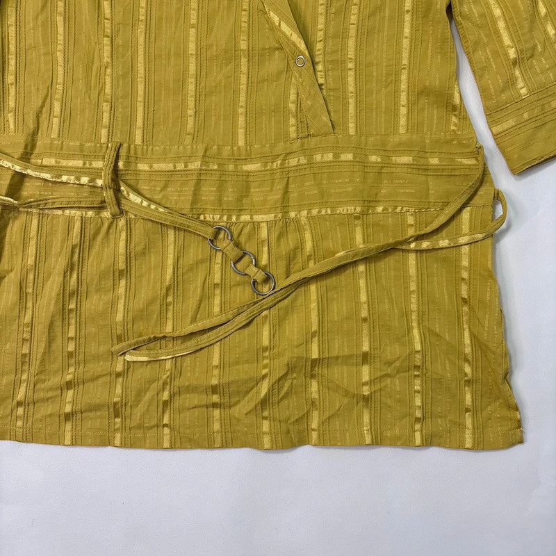 pinstripe chartreuse mini shirt dress
