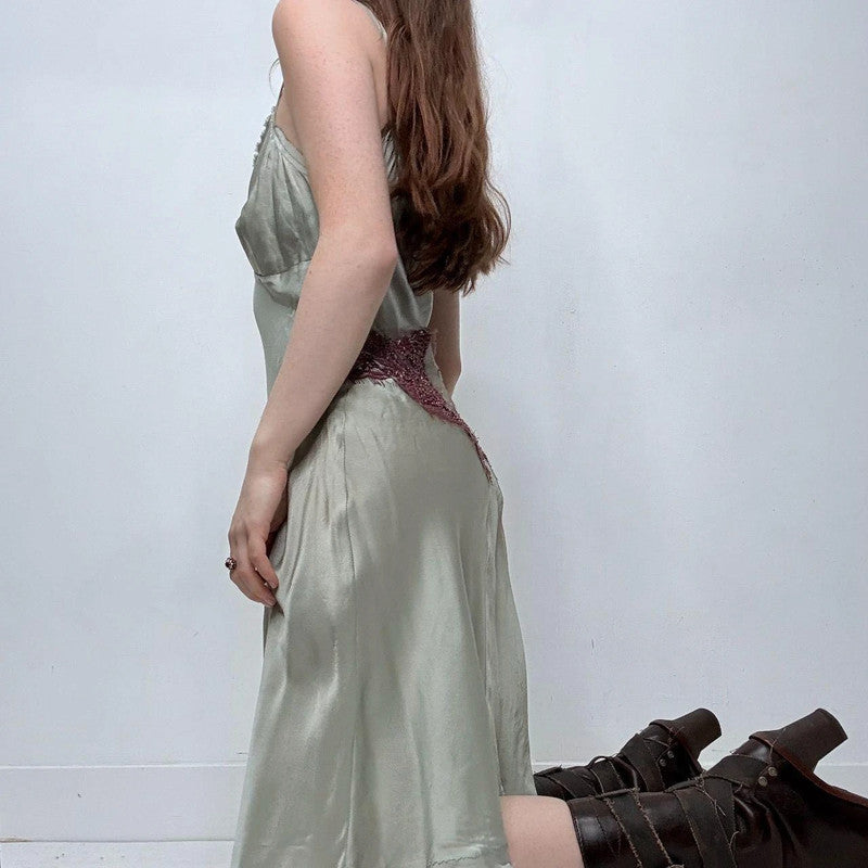 silk floaty slip appliqué dress