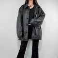 oversized black leather jacket