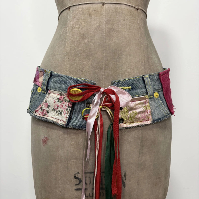 patchwork desigual ribbon corset belt