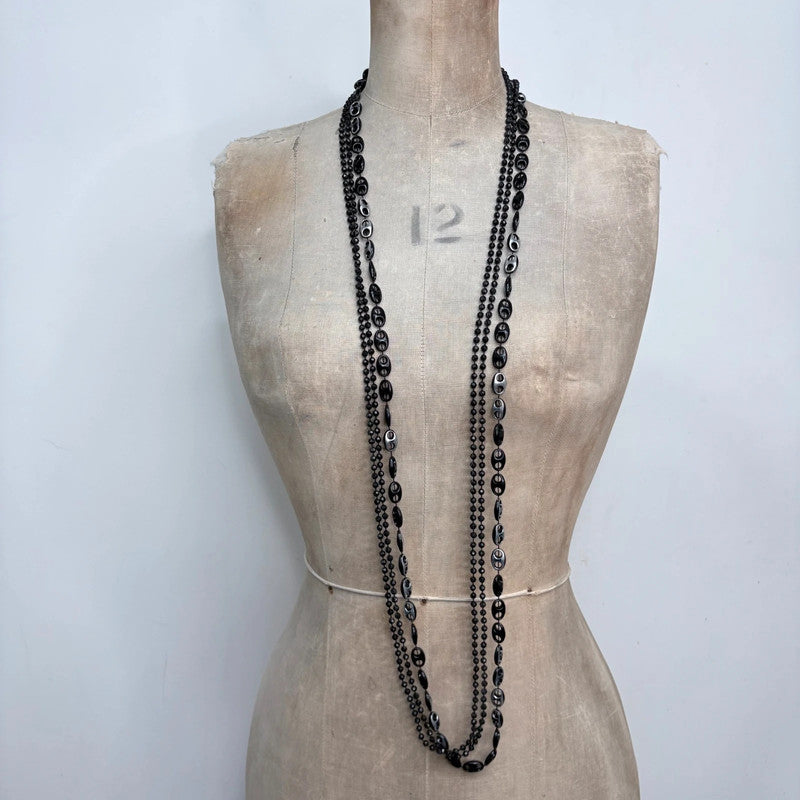 black long layered gothic chain necklace