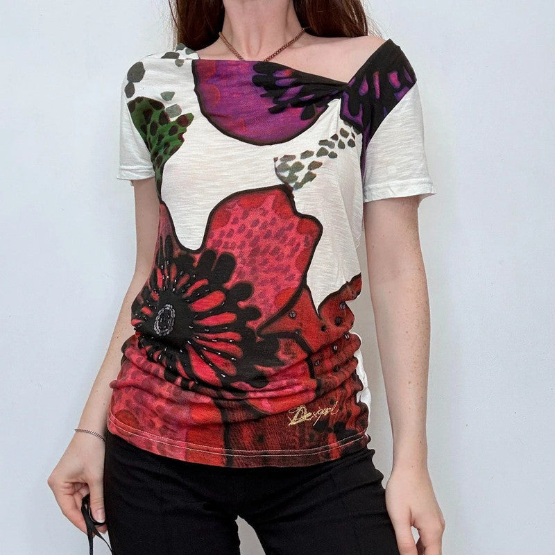 asymmetric slouchy printed t-shirt