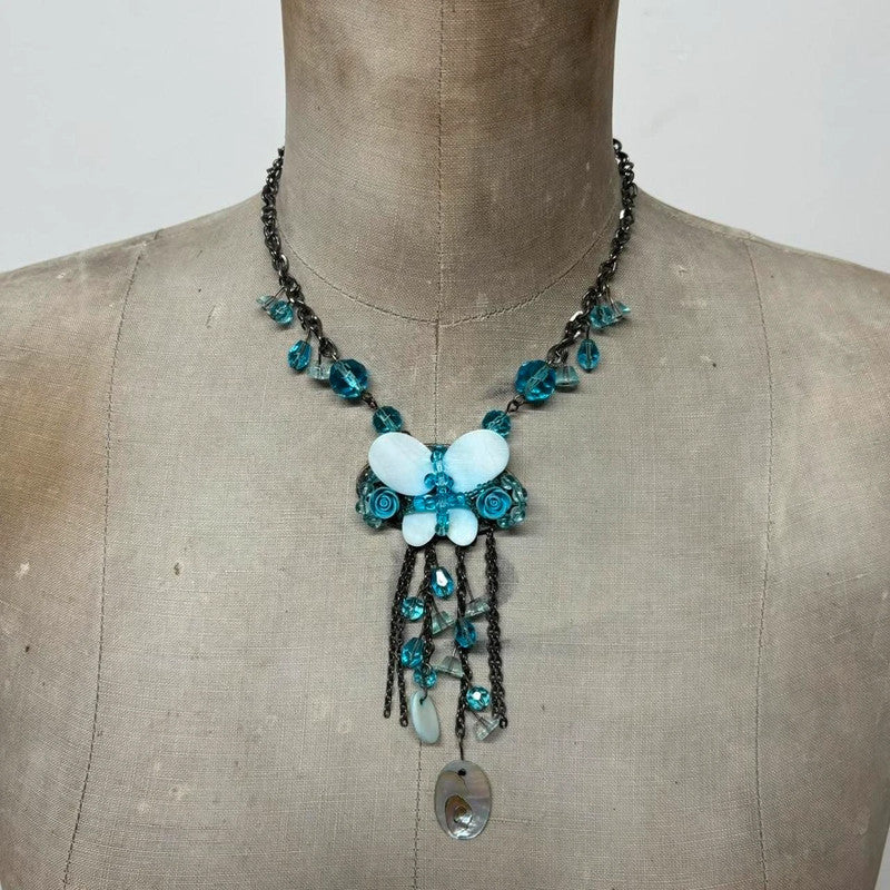 Butterfly fairy gemstone necklace