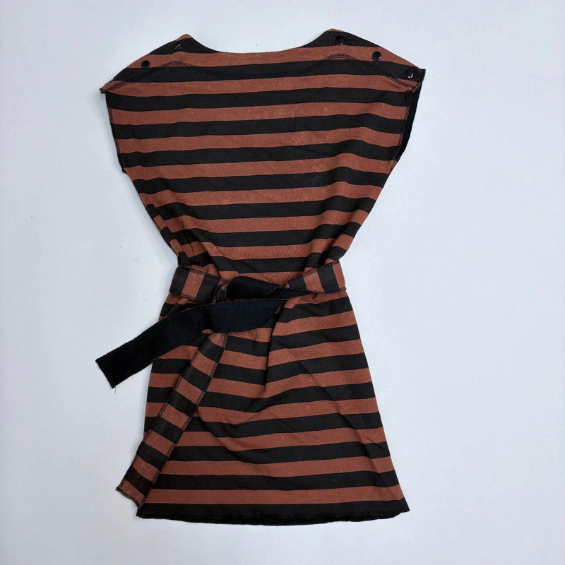 slash neck boxy striped mini dress