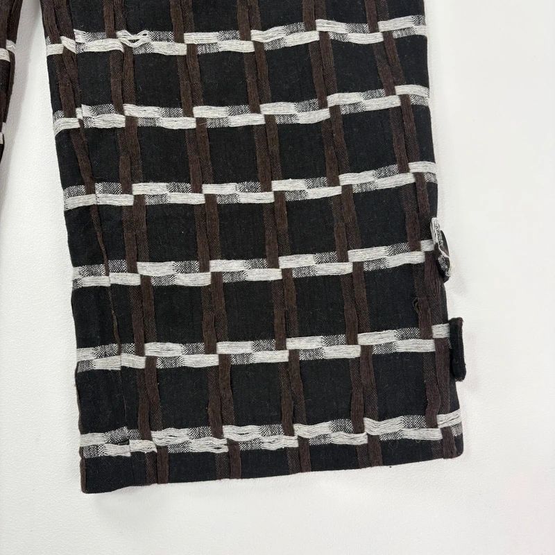 wide leg tartan checked structured trousers