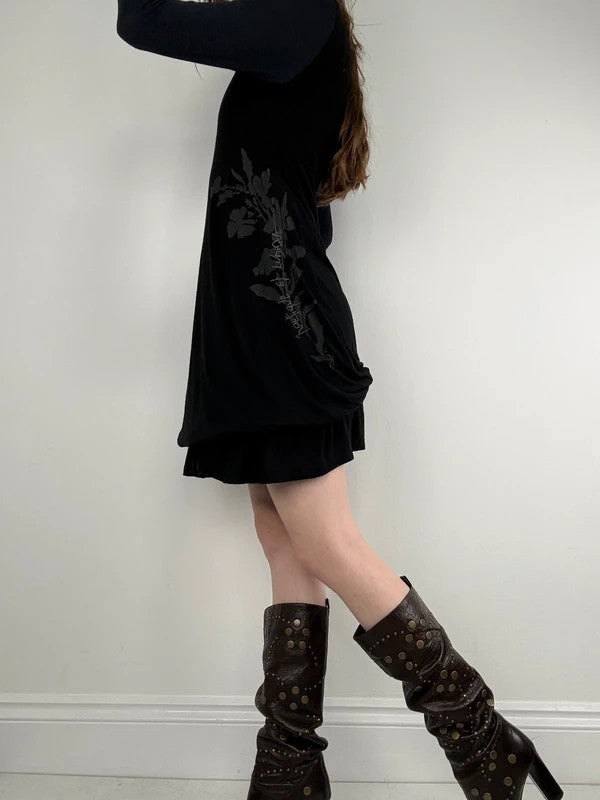 Cop Copine structured vintage black jersey midi dress
