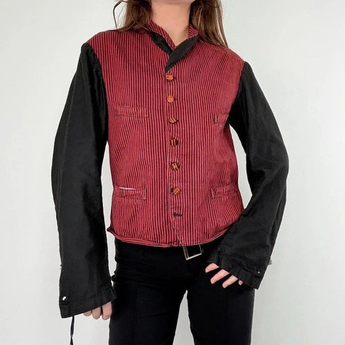 Antique French striped servant chore jacket