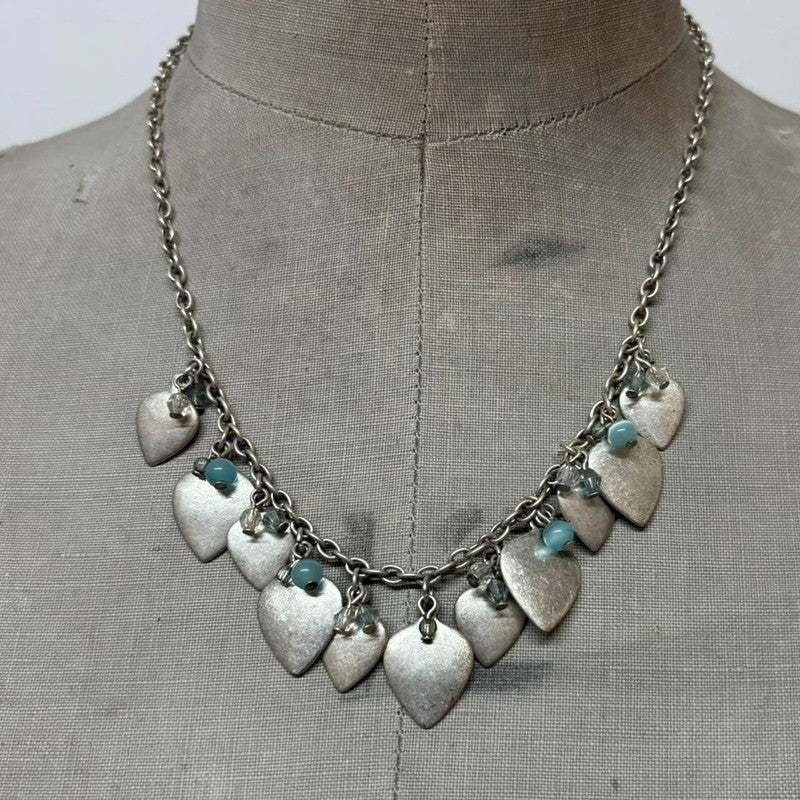 metal silver love heart necklace