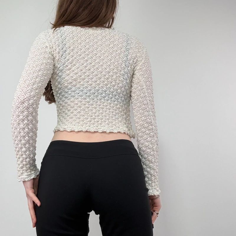 Lace Textured Ruffle Top