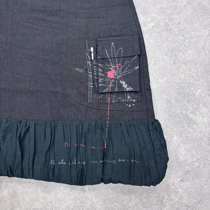 black cargo puffy grunge skirt