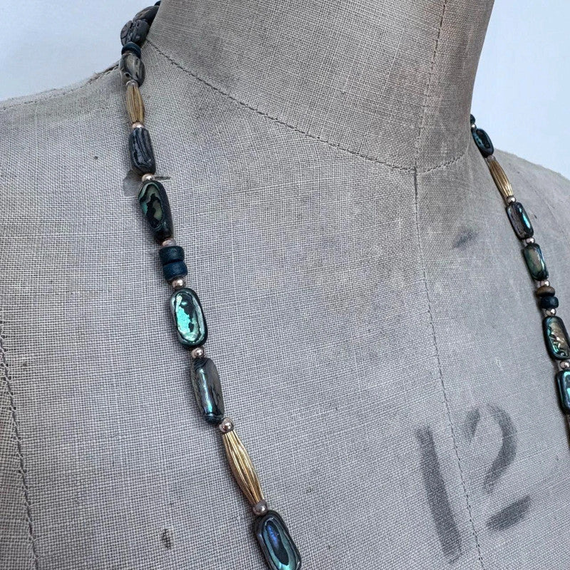 beaded shell boho necklace