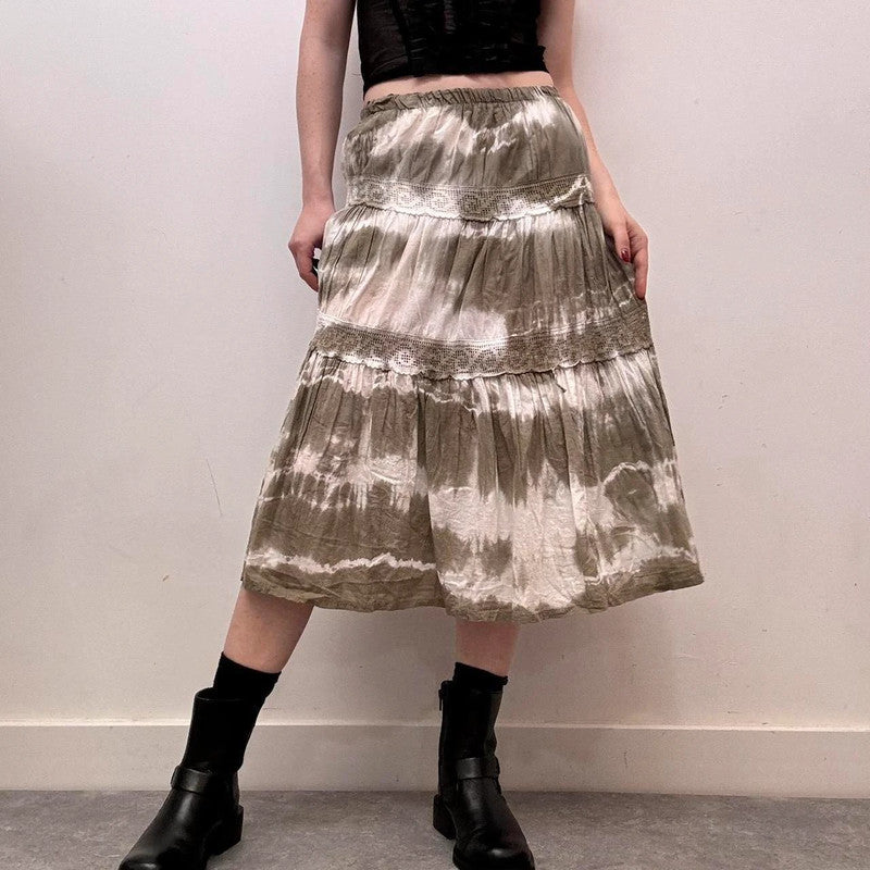 Distressed lace boho skirt