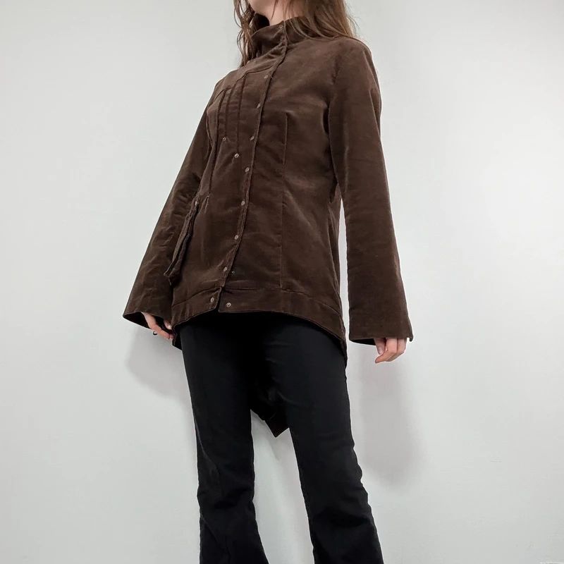asymmetric brown cord Napoleon jacket