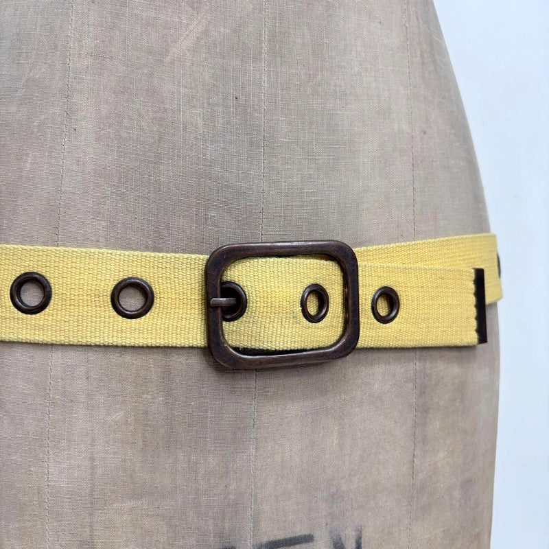 Canvas eyelet yellow buckle belt