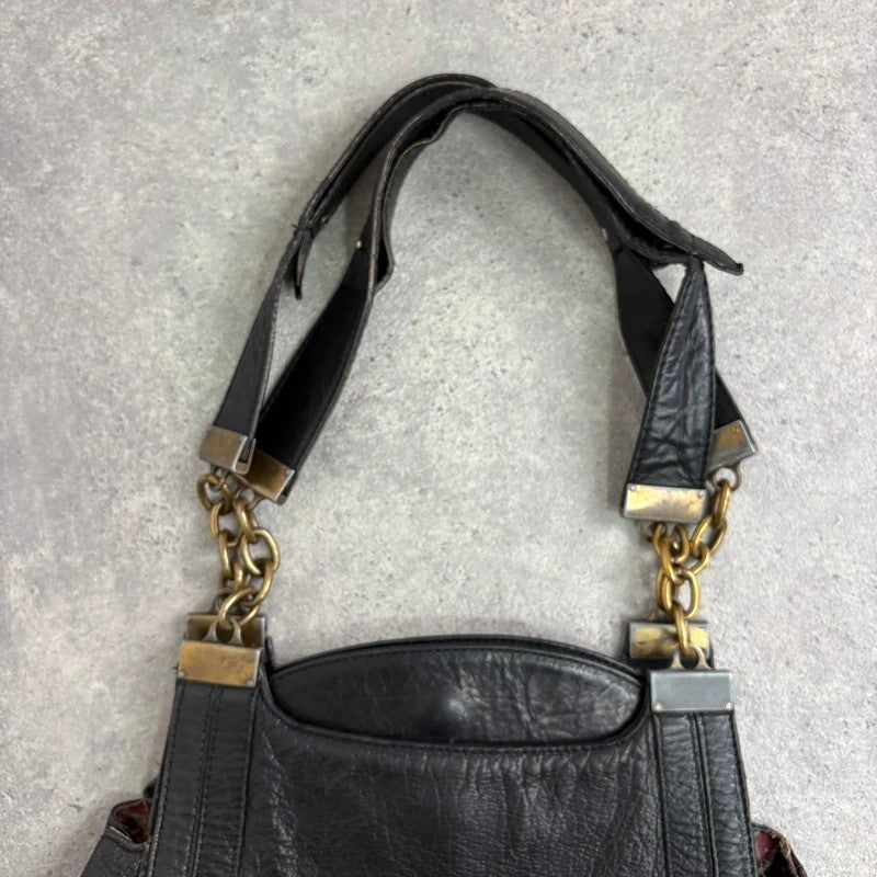 Dolce and Gabanna black leather Y2K handbag