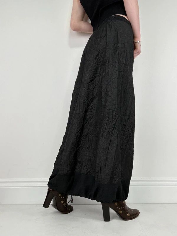 distressed black grunge maxi cargo skirt