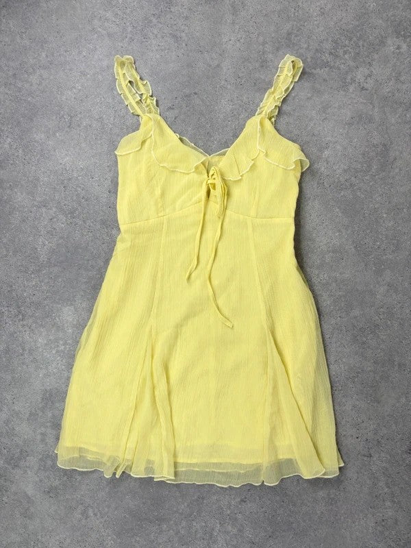 Floaty flutter butter yellow fairy mini dress