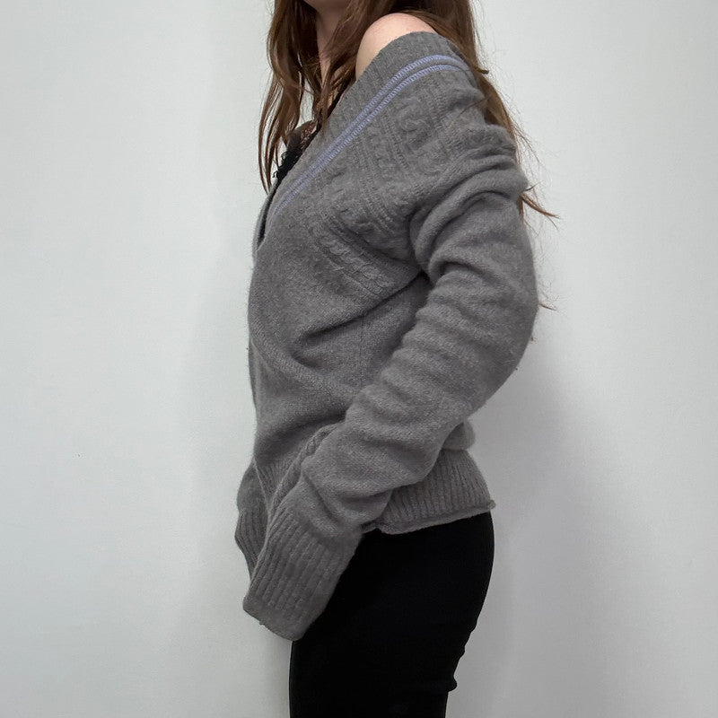 grey cashmere slouchy jumper