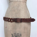 brown leather chain link belt
