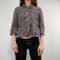 cropped button flared mini jacket
