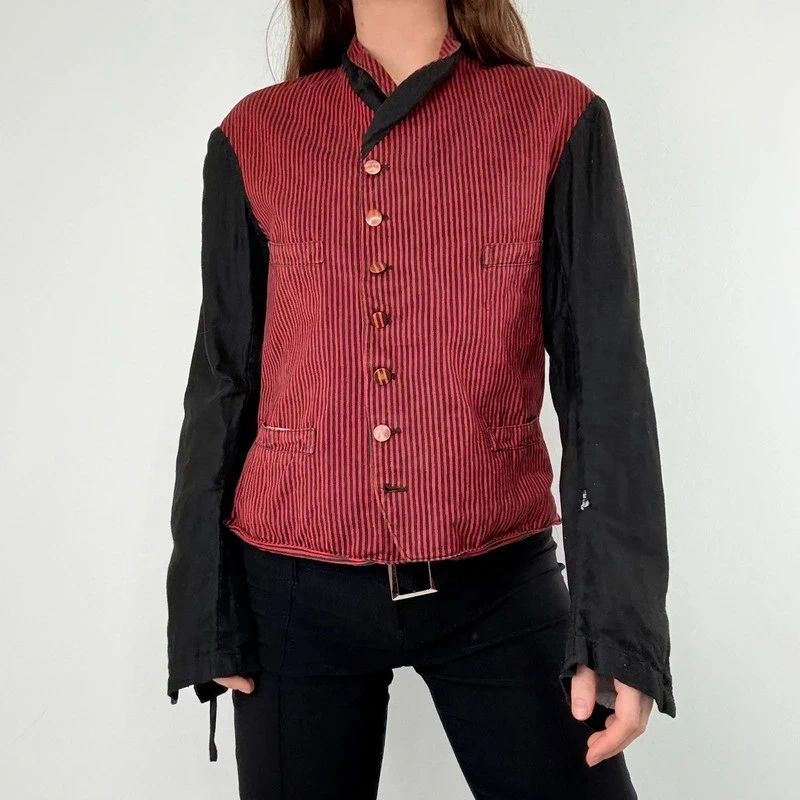 Antique French striped servant chore jacket