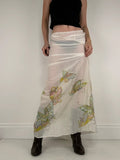 White cotton sheer butterfly summer maxi cover-up