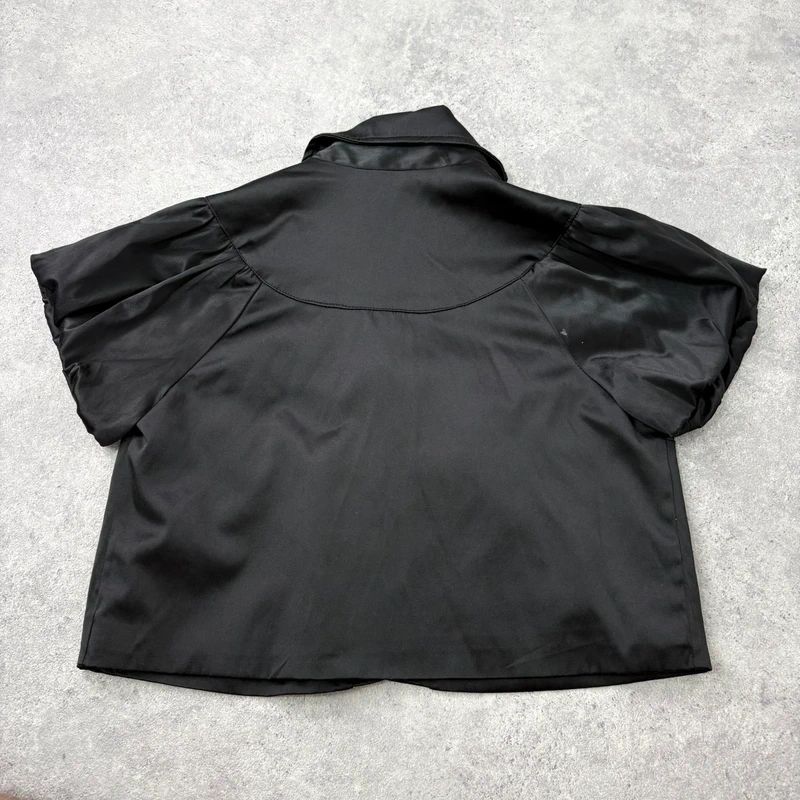 black satin cropped capped sleeve mini jacket