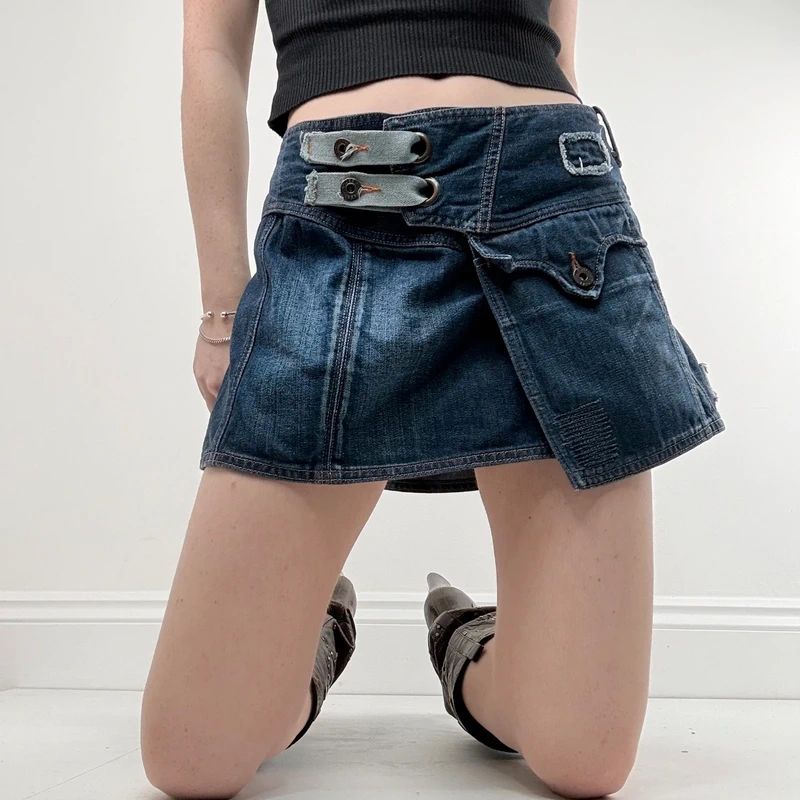 asymmetric denim Diesel mini skirt