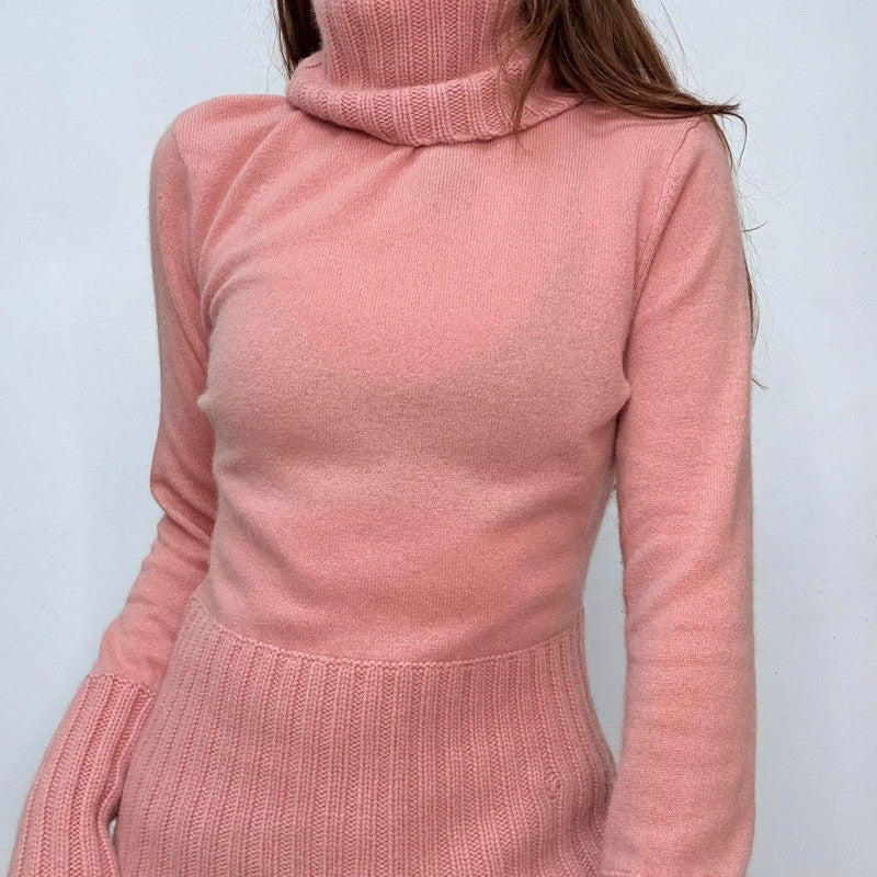 pink cashmere high neck jumper