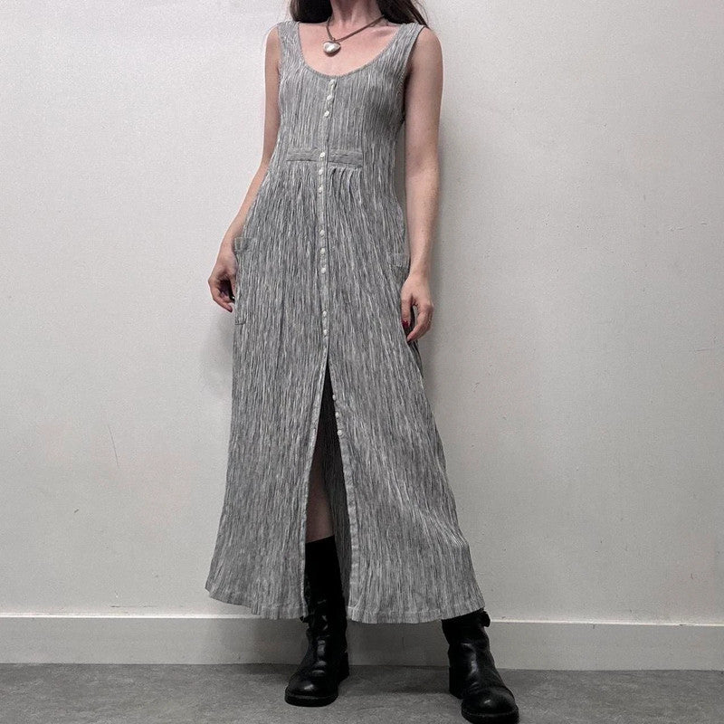 crinkle pinstripe maxi dress