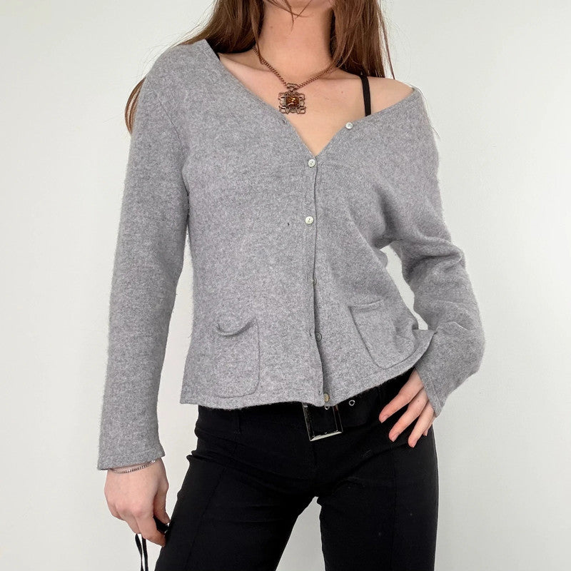 slouchy grey cashmere cardigan