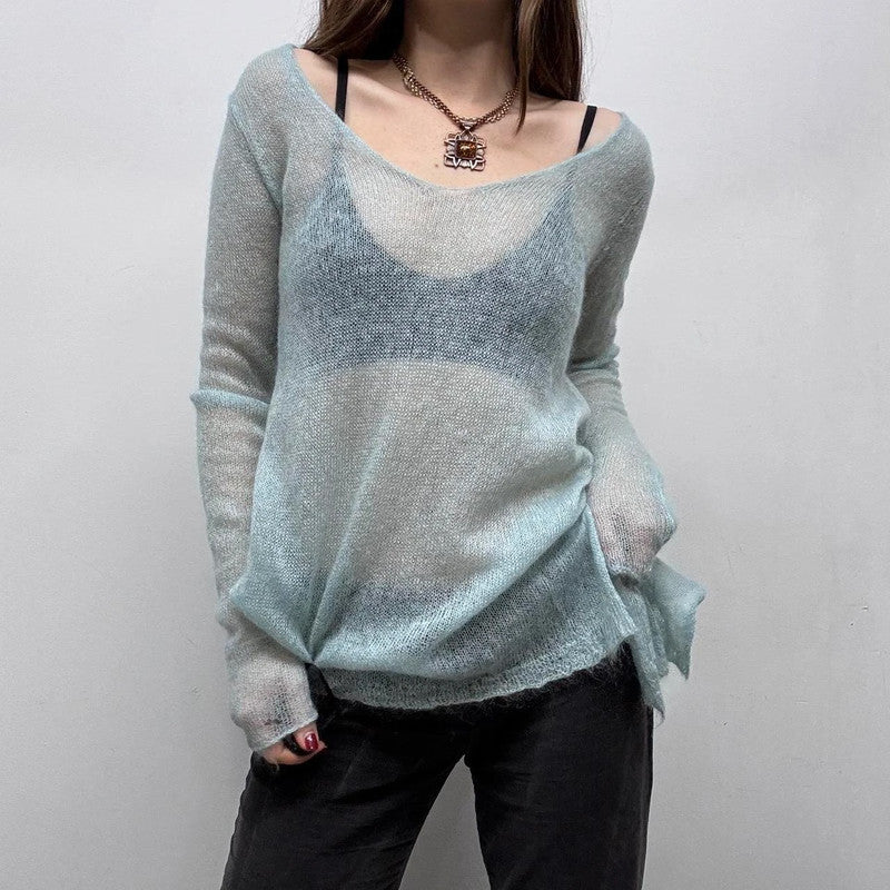 sheer knit mohair slouchy jumper