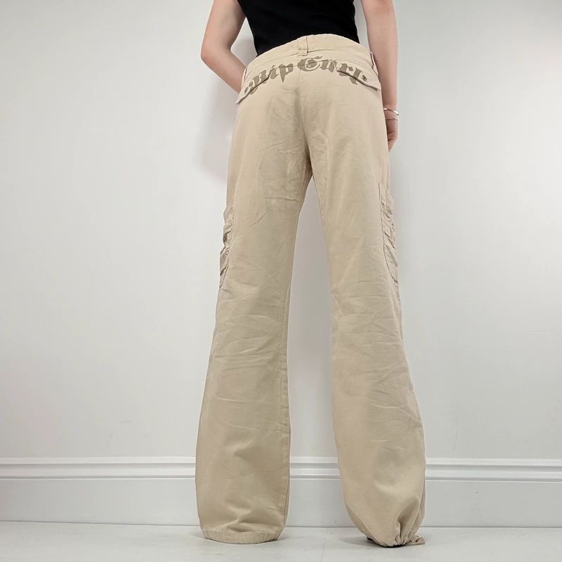 tan canvas wide leg spellout rip curl surfer pants