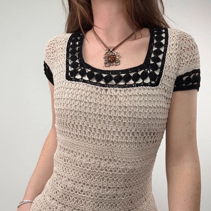 Crochet Lace Knit Cream top