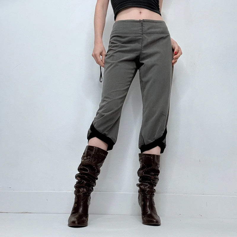grey low rise asymmetric capri pants