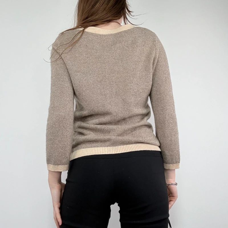 brown cashmere bow jumper