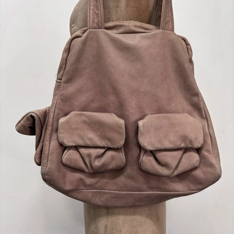 slouchy pink leather cargo bag