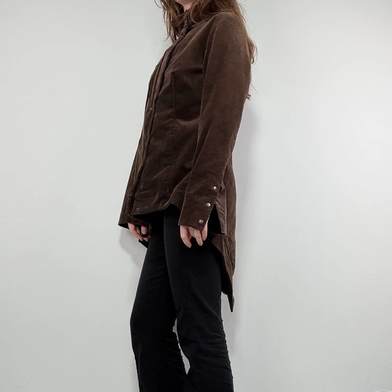asymmetric brown cord Napoleon jacket