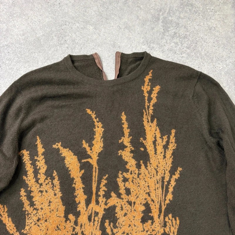 brown earthy graphic printed Y2K jumper