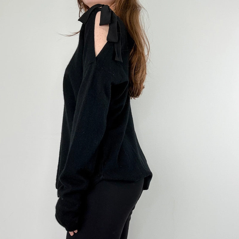 black asymmetric cashmere jumper