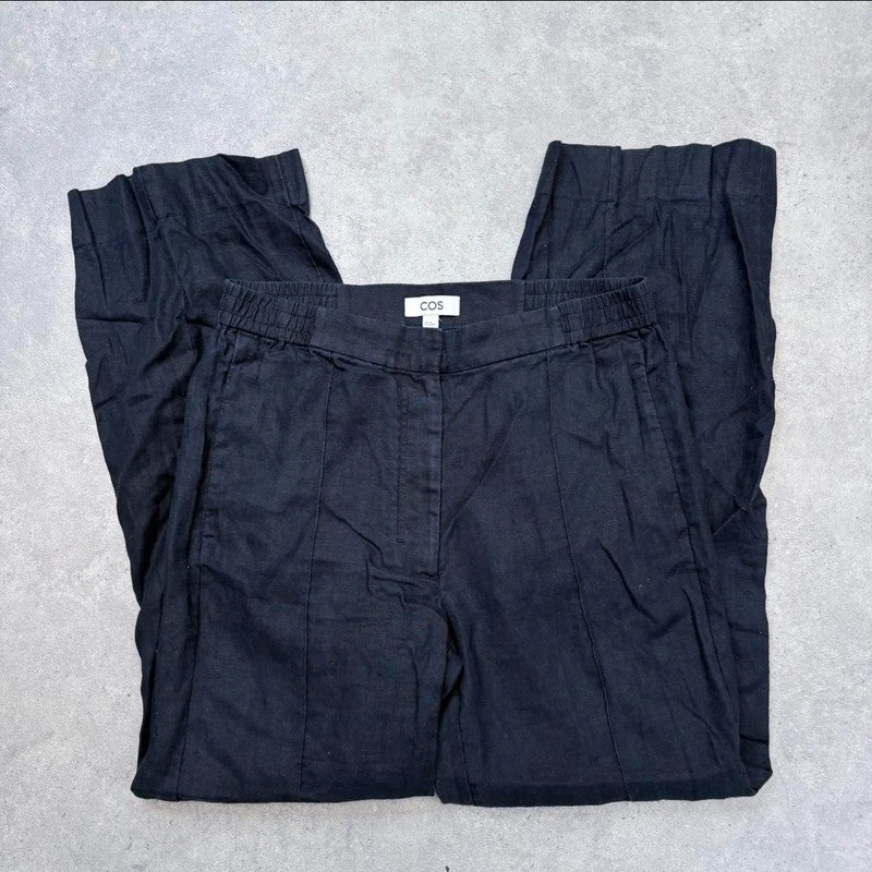 navy linen wide leg COS trousers