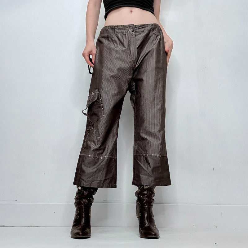 pinstripe brown low rise trousers
