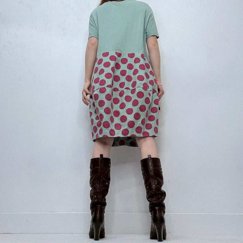 structured polka dot puff dress