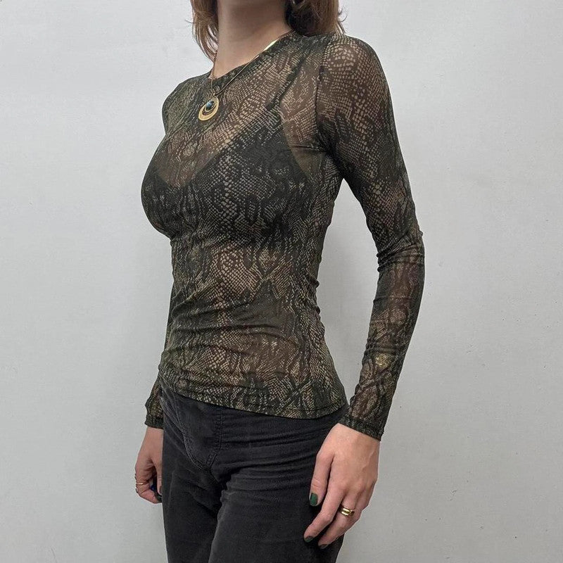 sheer grunge mesh snake tshirt
