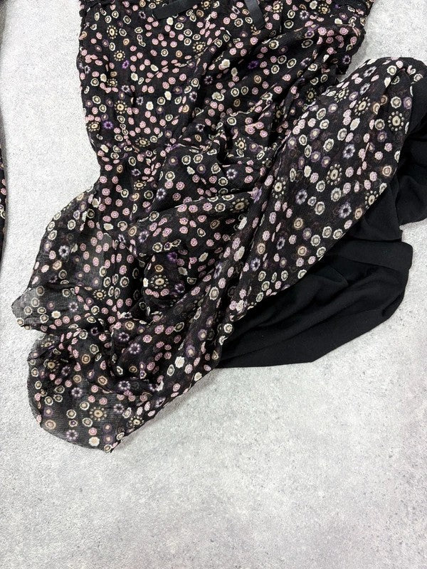 black polkadot long sleeve mesh slouchy dress
