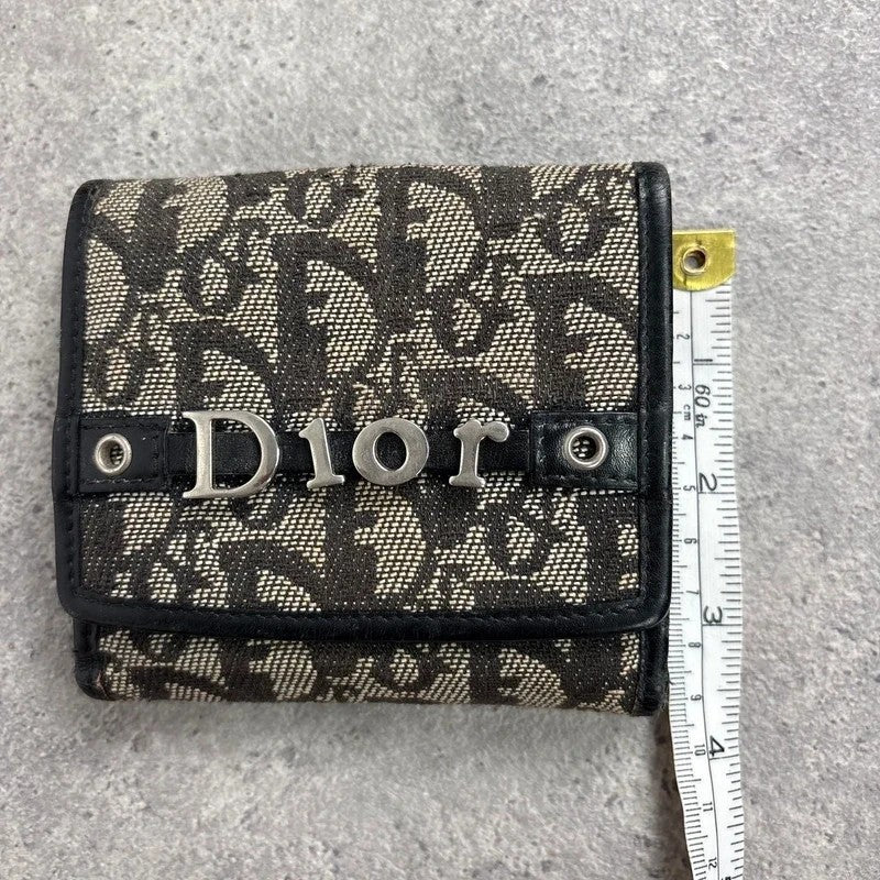 Vintage Dior monogram oblique canvas tri-fold wallet