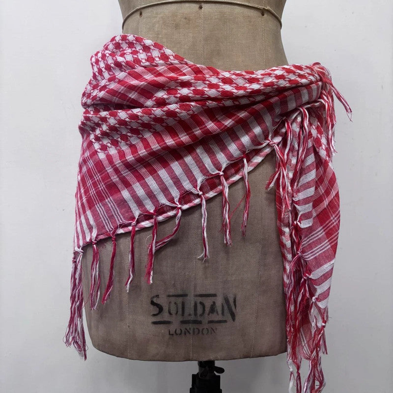red checked tassel scarf