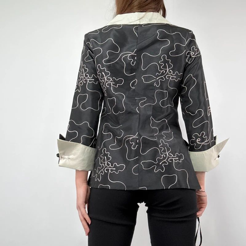 black Embroidered Silk Jacket