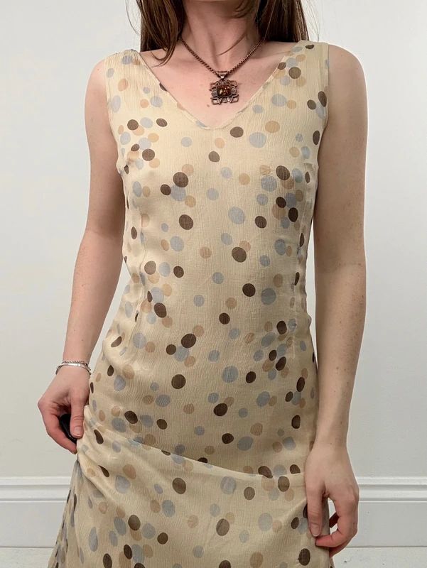 polkadot flared midi dress