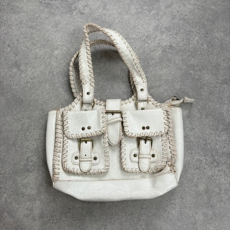 White crochet laced cargo Y2K bag